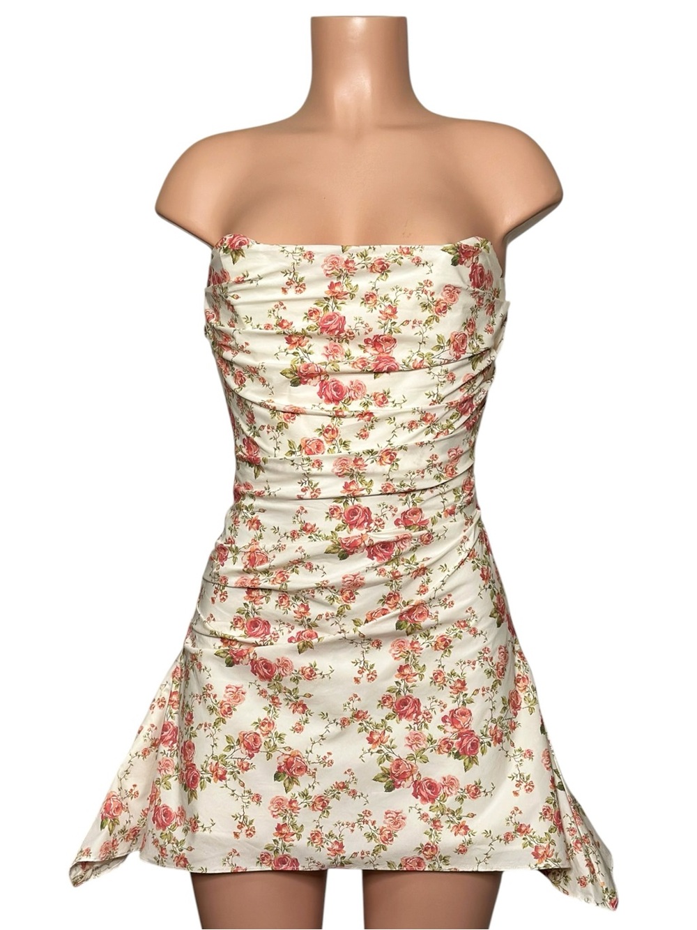 HOUSE OF CB Jasmine Draped Strapless Corset Mini Dress, Rose Print, Small - Picture 3 of 8